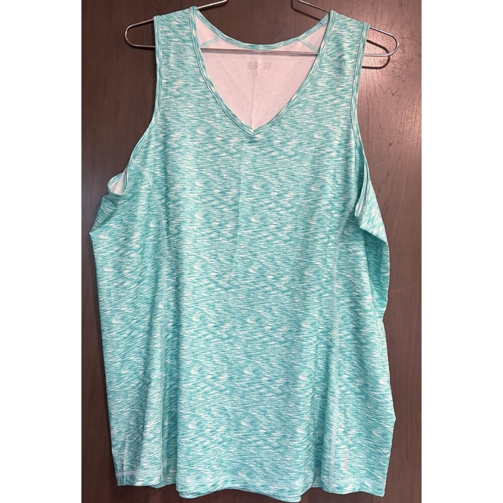 Lands In Active V-Neck Tank Aqua Space Dye Size L
